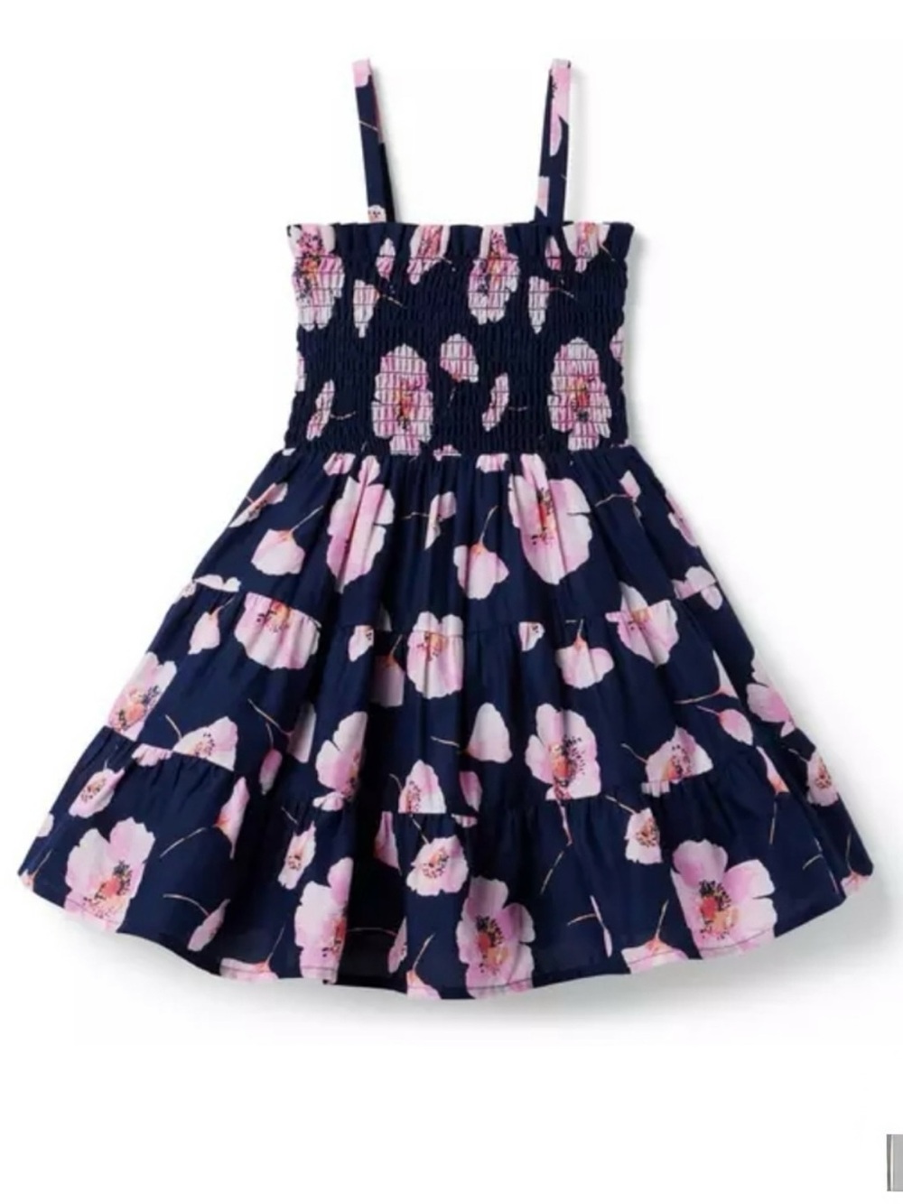Janie and Jack The Hannah Floral Smocked Sundress in Navy & Floral Print Size 16